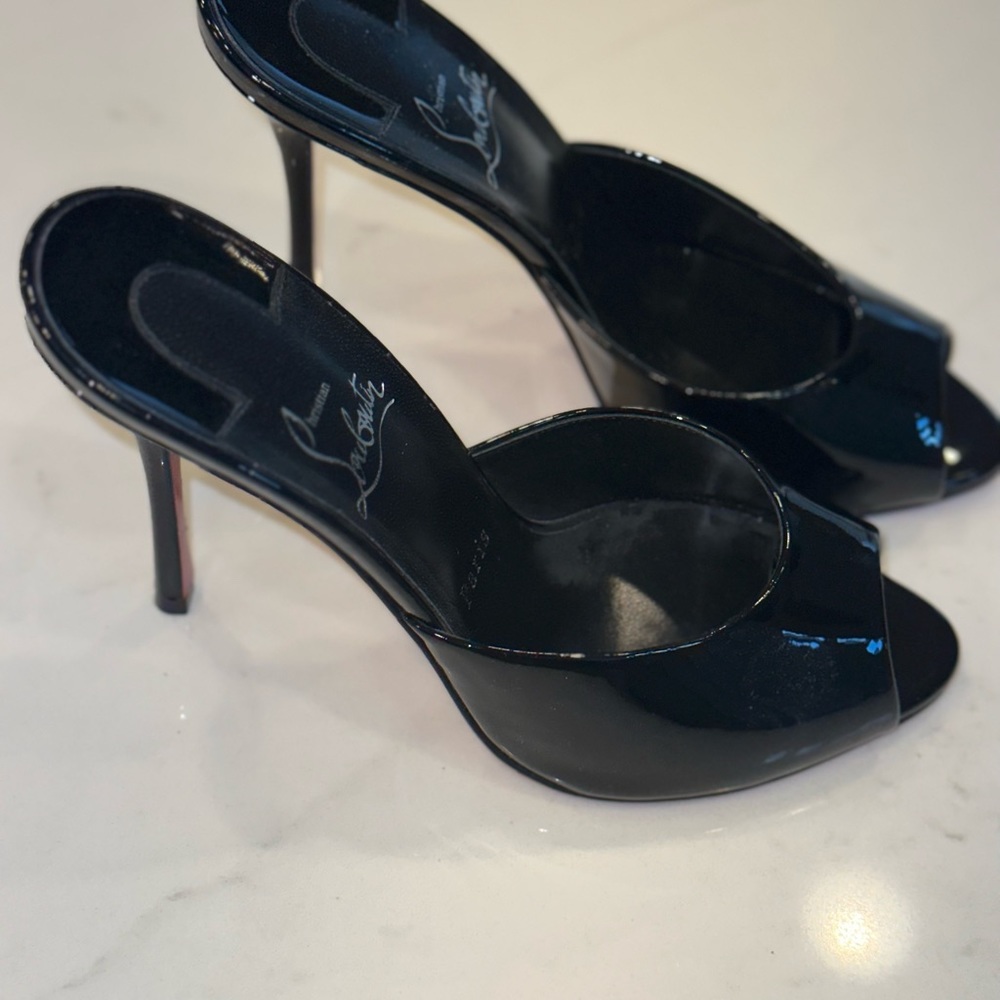 Christian Louboutin Me Dolly Patent Red Sole Sandals heels women size 39 EU